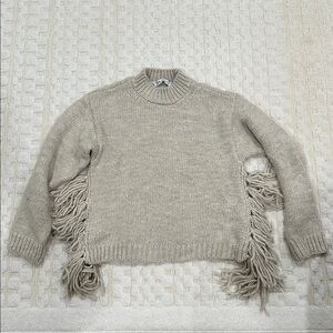 Worn 1x - Fringe Sweater - oatmeal